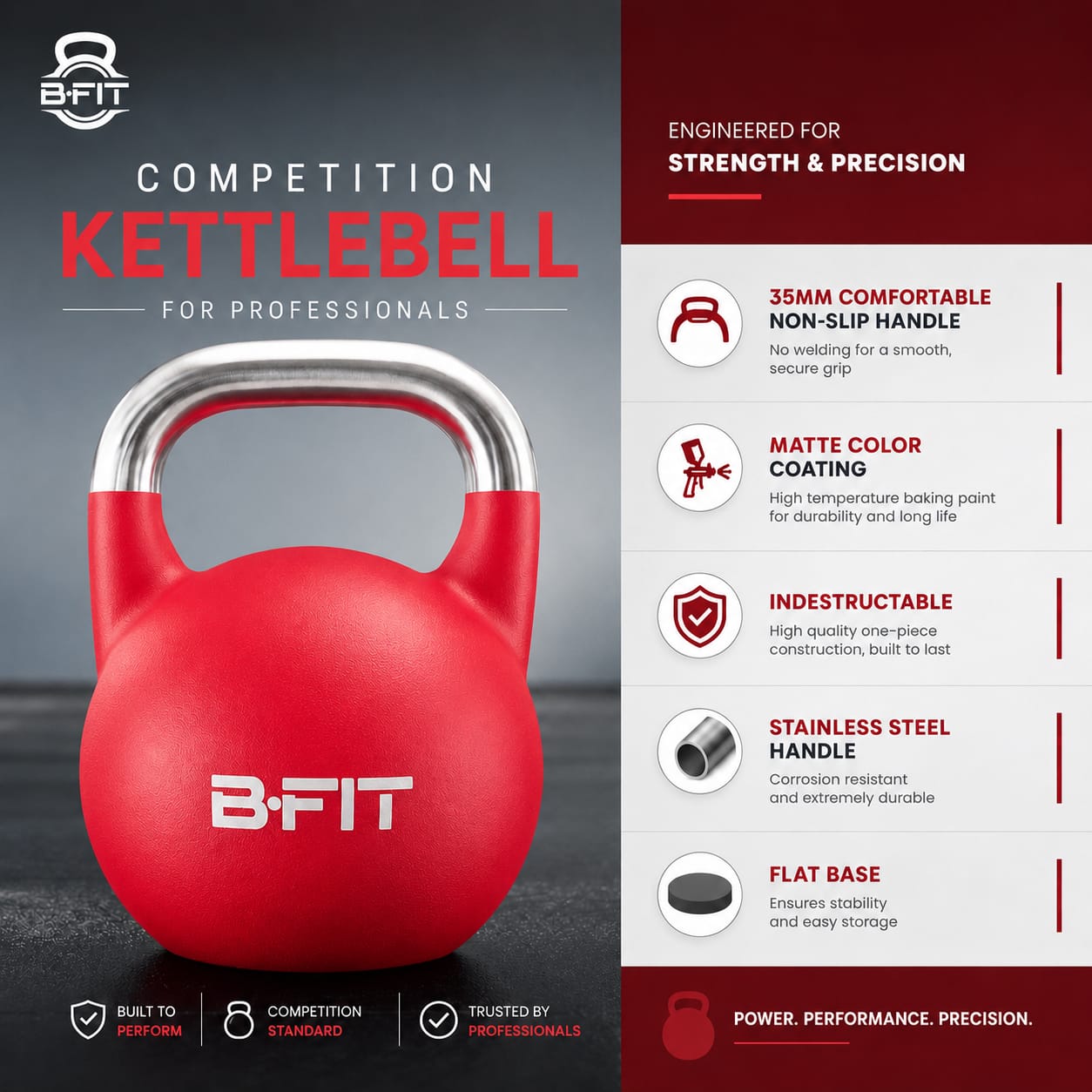 B Fit Matte Finish Competition Kettlebell 12 Kg Weight Workout Gym Equipment and Strength training sets for Women and Men for Home Gym - Suitable for Repetition Workouts