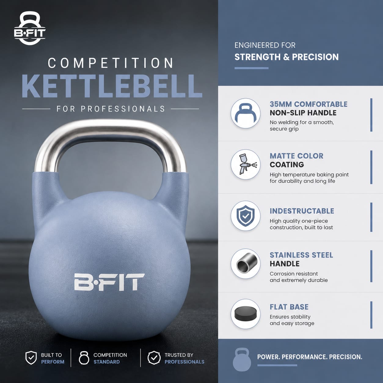 B Fit Matte Finish Competition Kettlebell 20 Kg Weight Workout Gym Equipment and Strength training sets for Women and Men for Home Gym - Suitable for Repetition Workouts