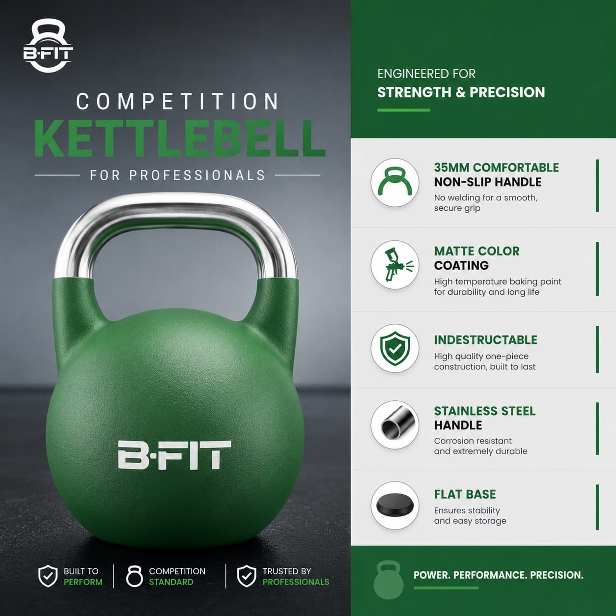 B Fit Matte Finish Competition Kettlebell 28 Kg Weight Workout Gym Equipment and Strength training sets for Women and Men for Home Gym - Suitable for Repetition Workouts