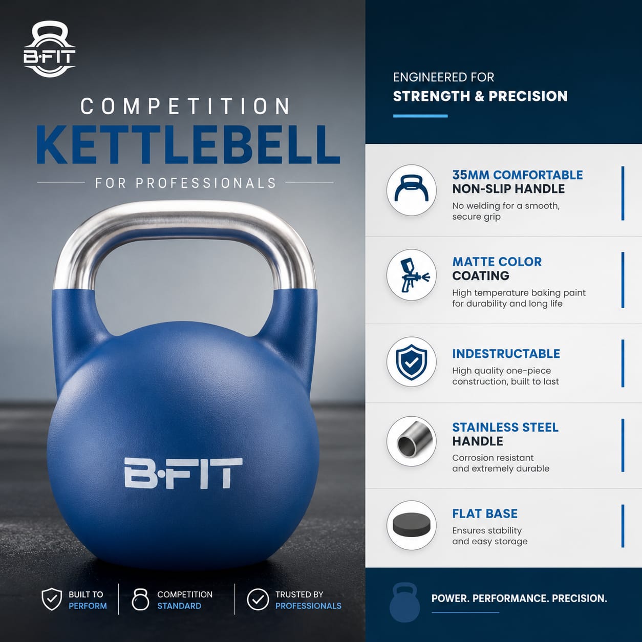 B Fit Matte Finish Competition Kettlebell 32 Kg Weight Workout Gym Equipment and Strength training sets for Women and Men for Home Gym - Suitable for Repetition Workouts