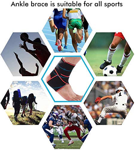 B Fit One Pair Ankle Brace Breathable Ankle Support Adjustable Ankle Stabilizer with Compression Wrap Support Suitable for Men Women Sports -One Size Fits All
