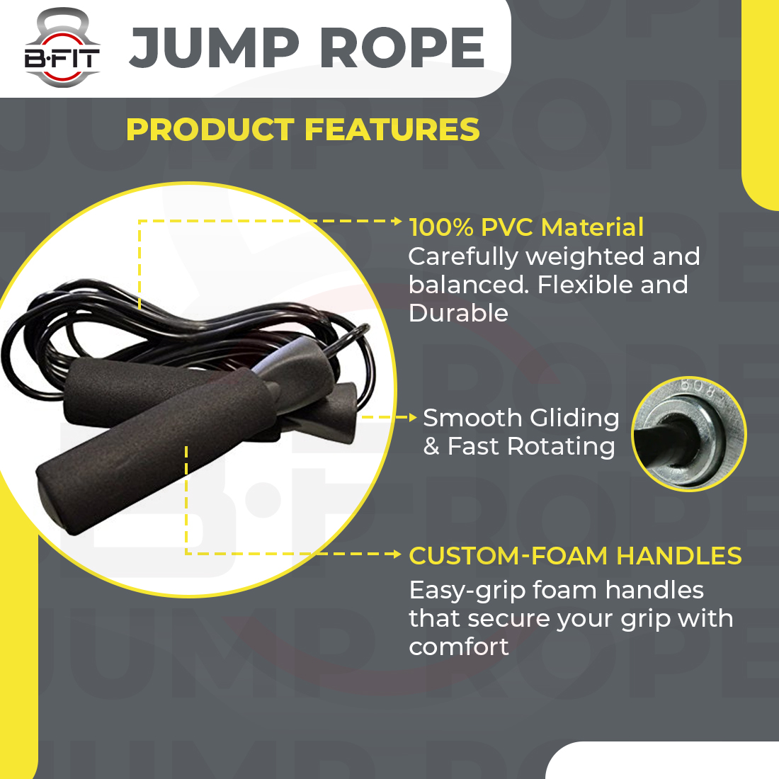 B Fit PVC Black Jump Rope
