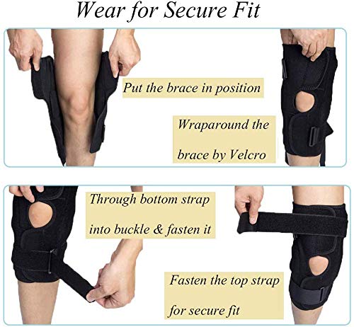 B Fit Hinged Knee Brace - Adjustable Open Patella with Straps Side Stabilizers - Compression Support for ProtectionPain Relief - Trauma ACL LCL MCL Tears ArthritisTendon Injuries