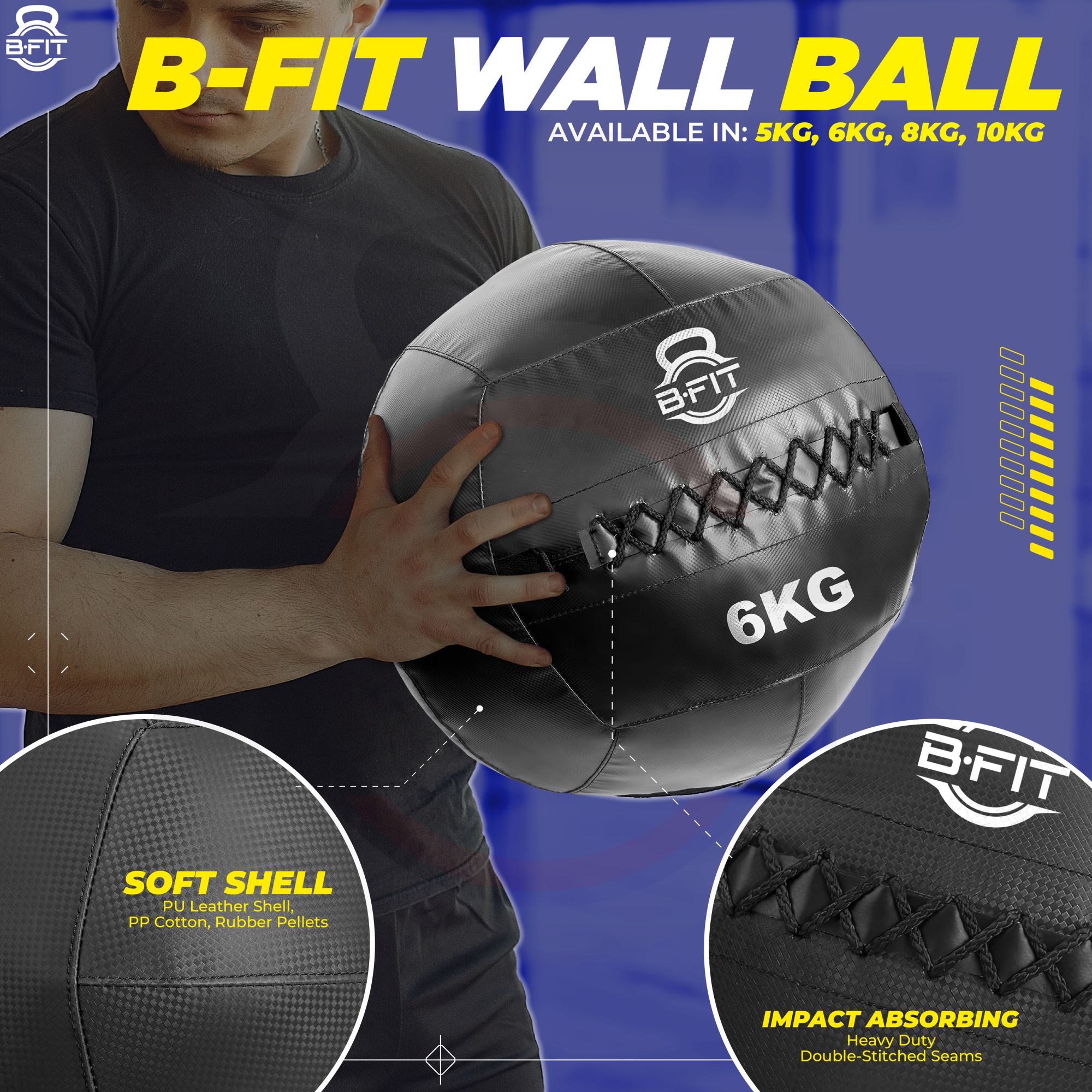 B Fit Premium Quality Wall Ball 6 Kg