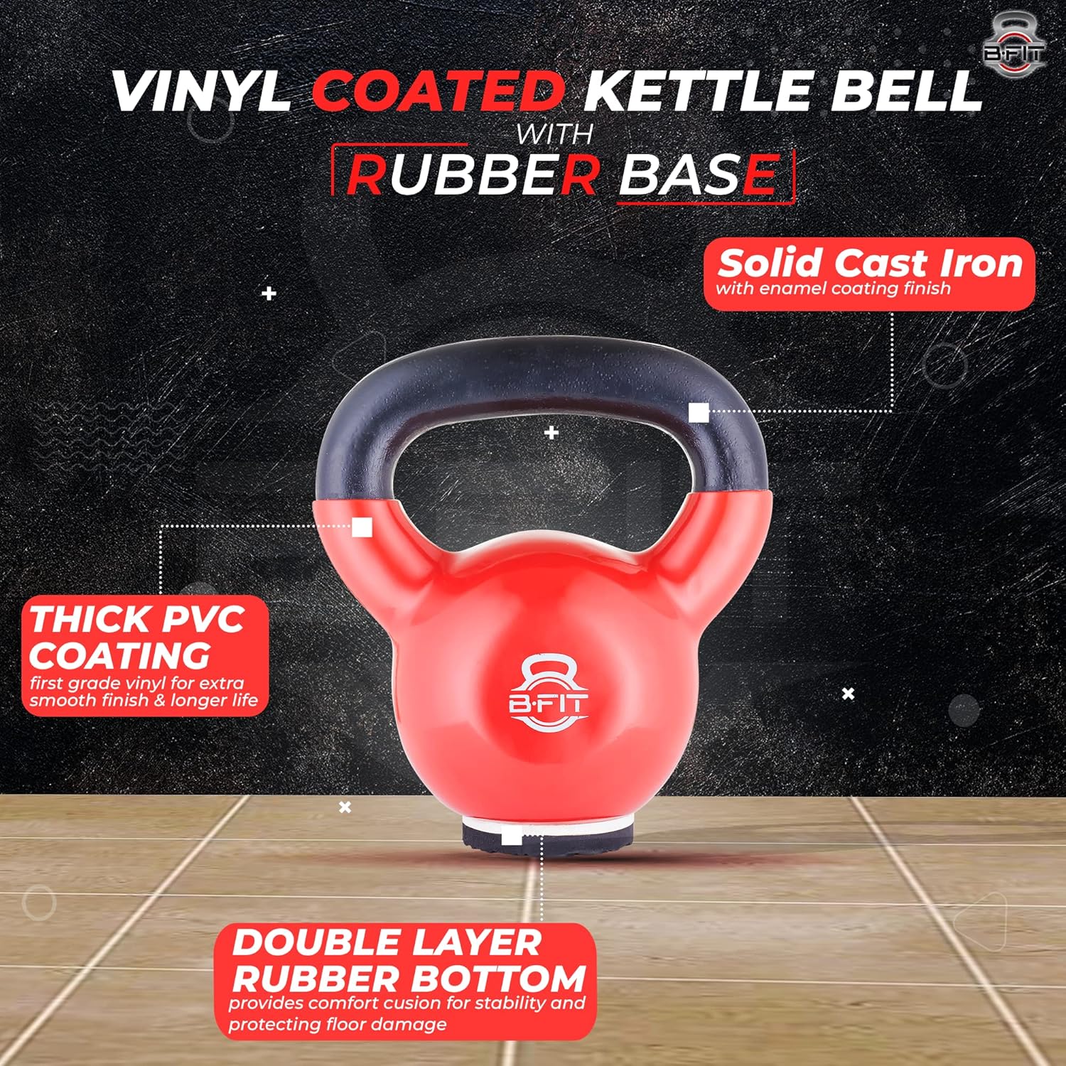 B fit Vinyl Kettlebell 6 Kg with Base