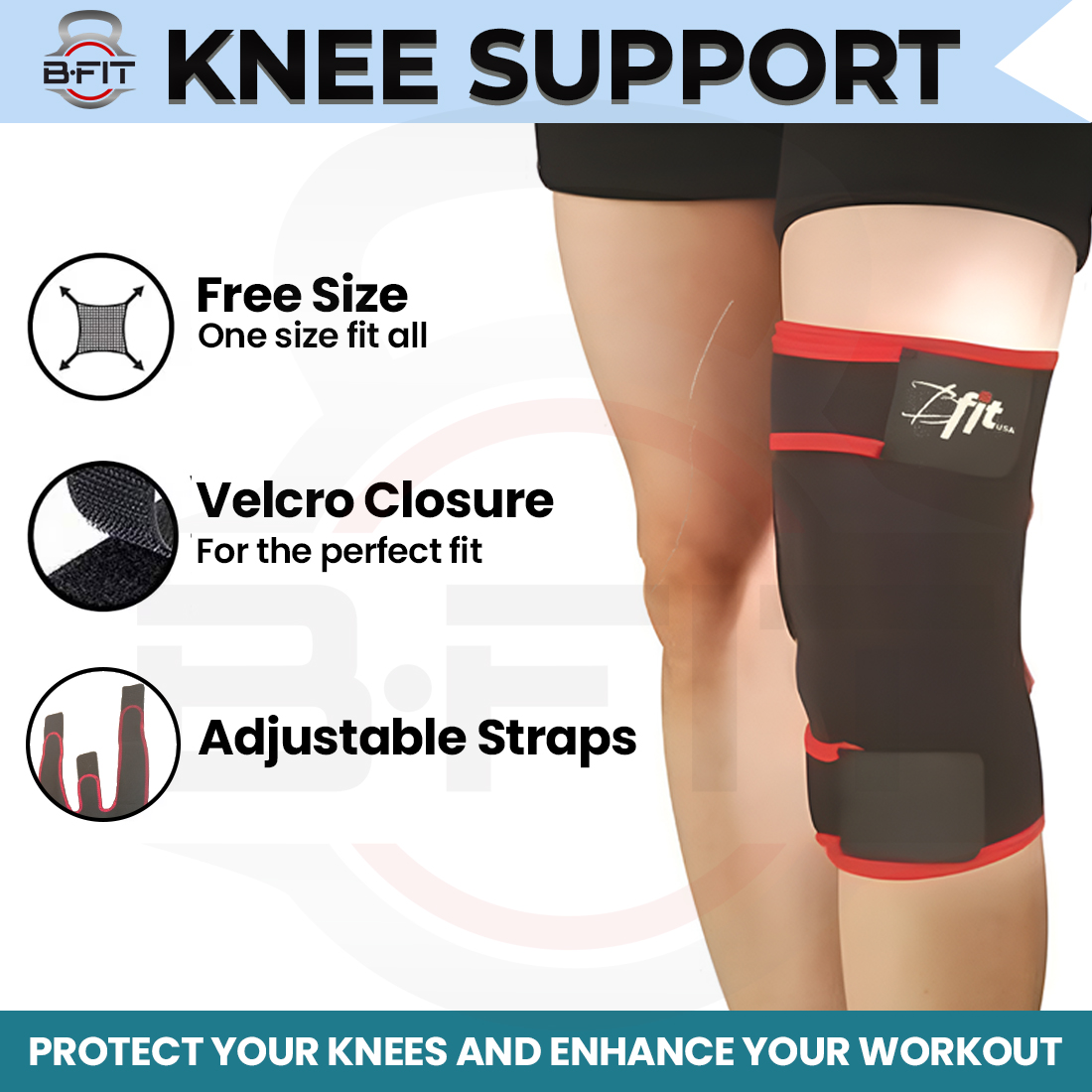 B Fit Adjustable Knee Support Black