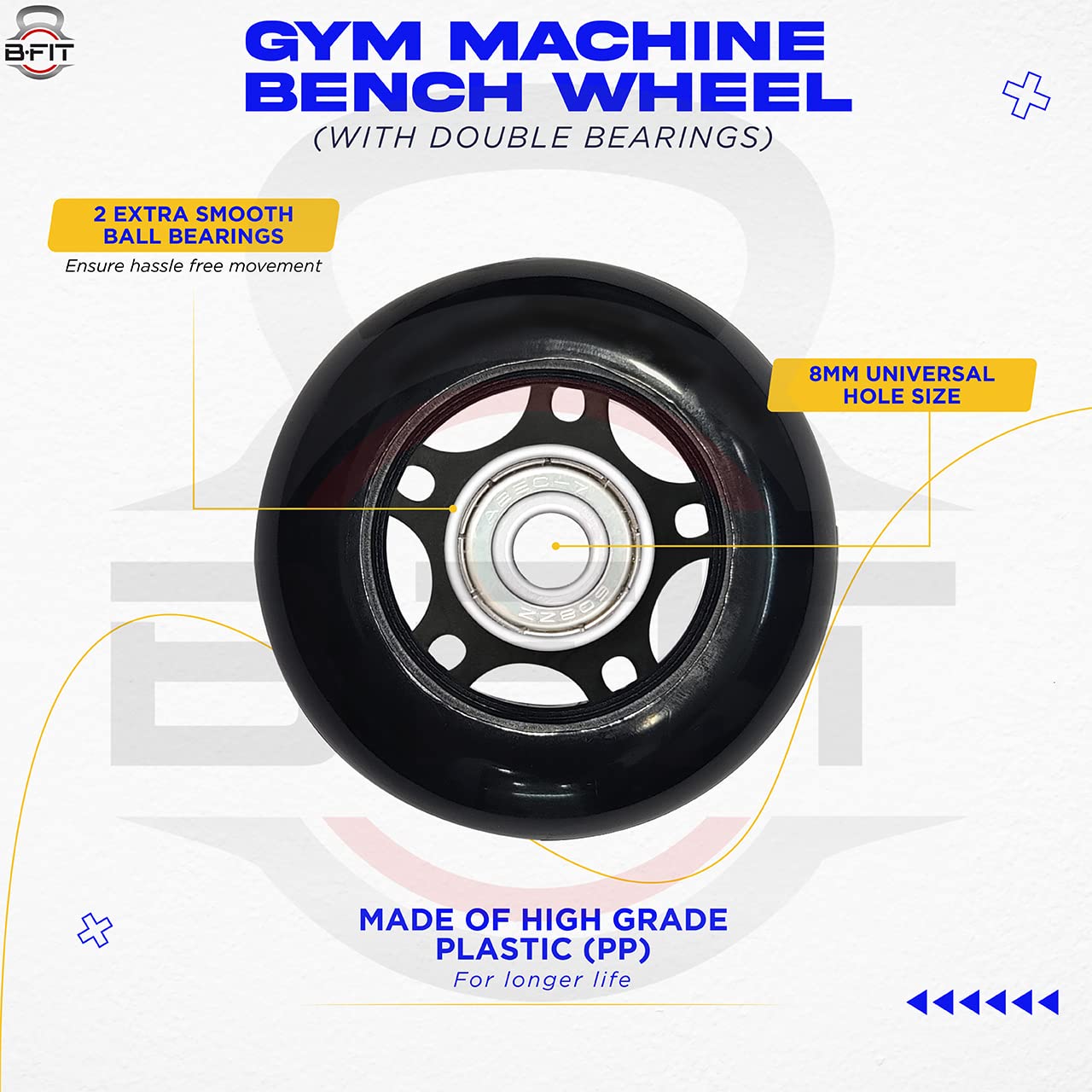 B Fit 70 mm Exercise BenchExercise Bike Wheel in Pair Packing