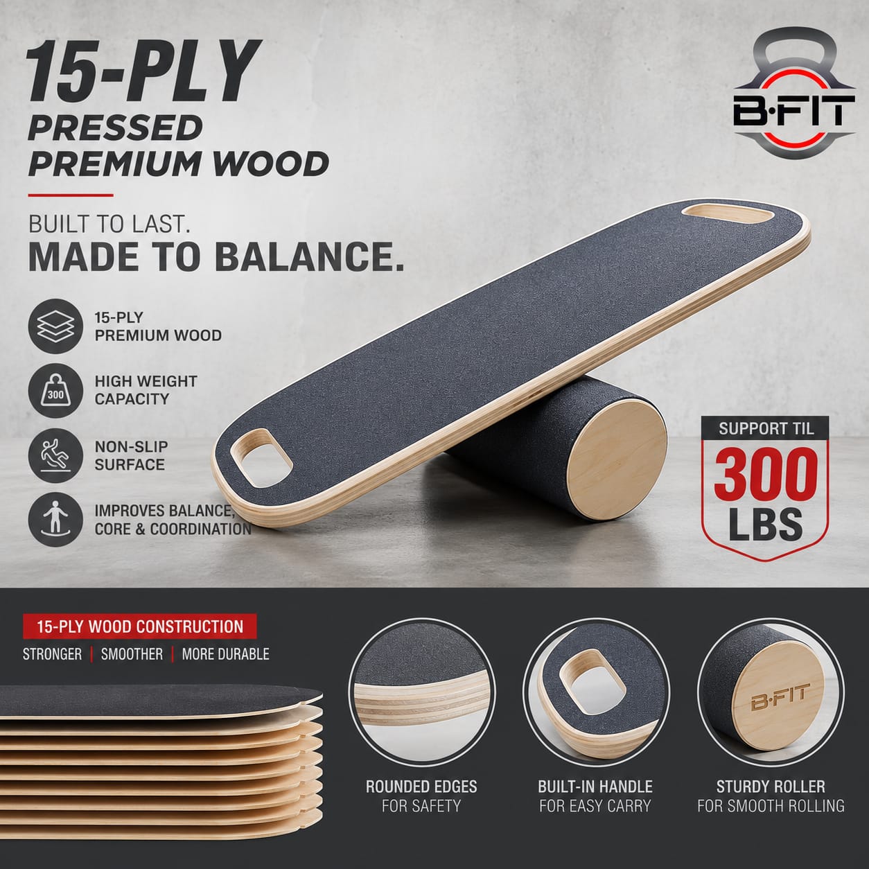 B Fit B Fit Balance Wooden Board Wooden Balance Training