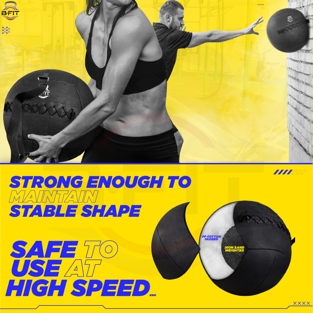 B Fit Premium Quality Wall Ball 10 Kg Kg with Handles