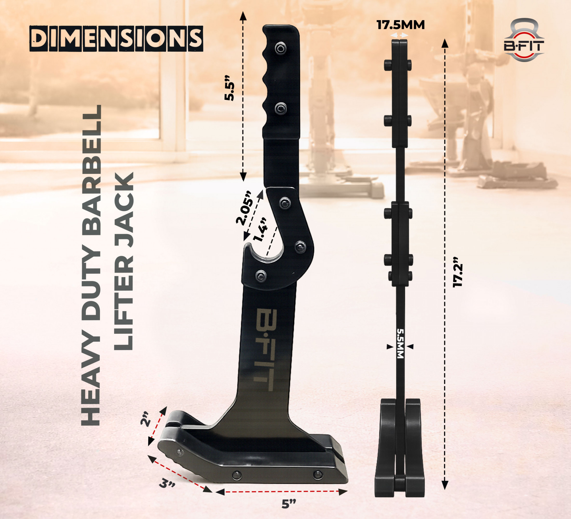 B Fit Deadlift JackBarbell Jack Unload 660LB Barbell Stand with Non-Slip Handle and Base Perfect for Deadlift and Powerlifting