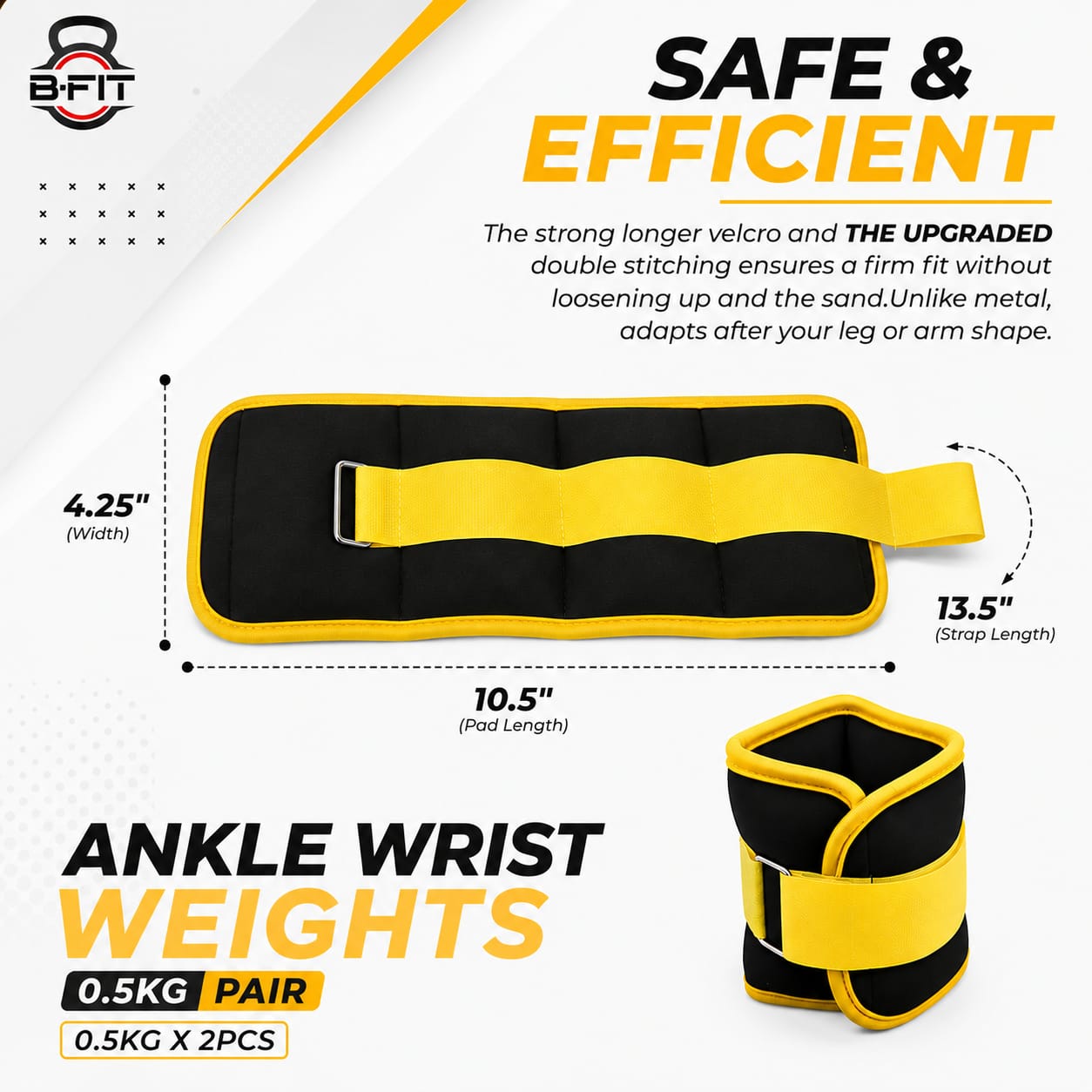 Ankle Wrist Weights 05 KgX 2 Each with Fully Adjustable Strap for Arm Hand Leg - Best for Walking Jogging Gymnastics Aerobics