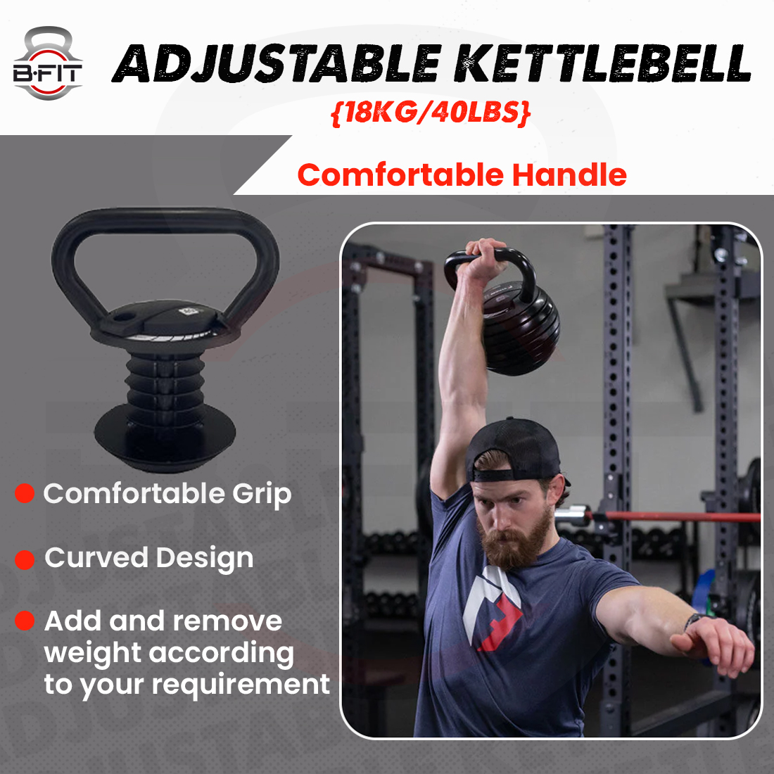 B Fit Adjustable Kettlebell SetStrength Training Kettlebells 10 15 20 25 30 35 40 LbGreat Assistant for Home Office Fitness