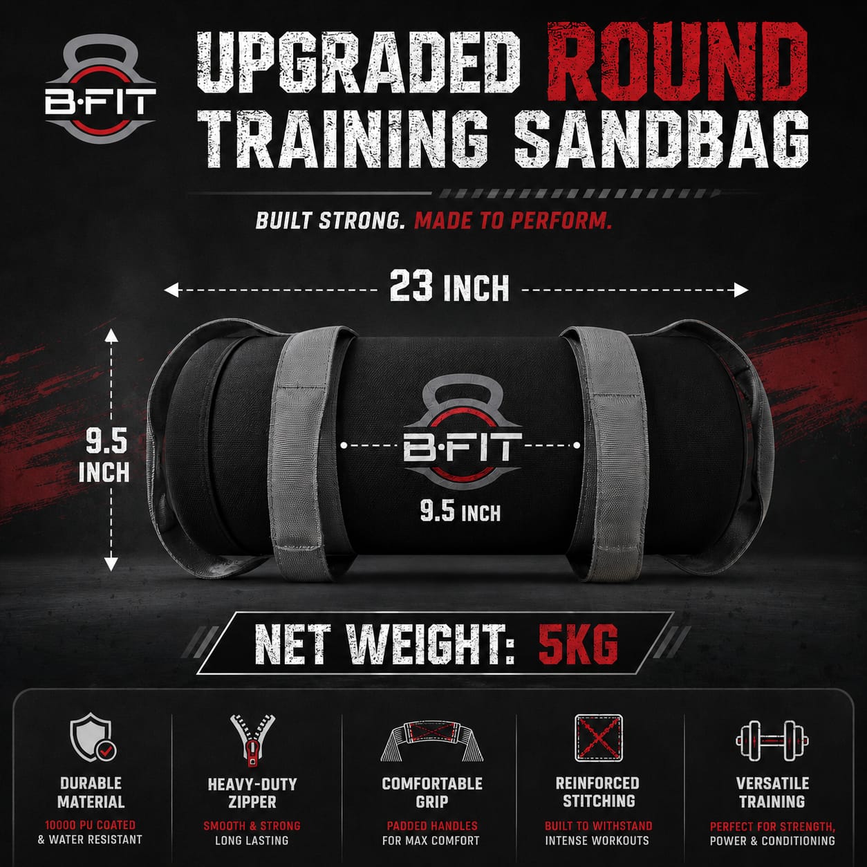 B Fit Fitness Sand Bag 5 Kg for Workout Heavy Duty Sand Bags Weights for Crossfit at Home Workouts Cross-Training Conditioning and Exercise