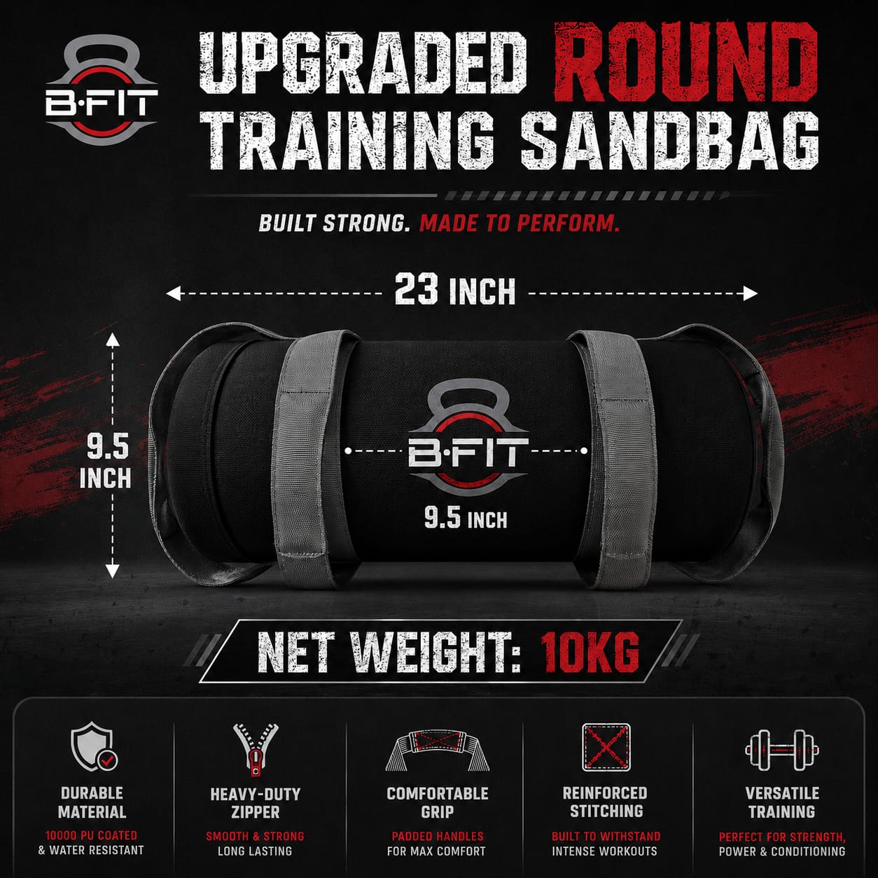 B Fit Fitness Sand Bag 10 Kg for Workout Heavy Duty Sand Bags Weights for Crossfit at Home Workouts Cross-Training Conditioning and Exercise