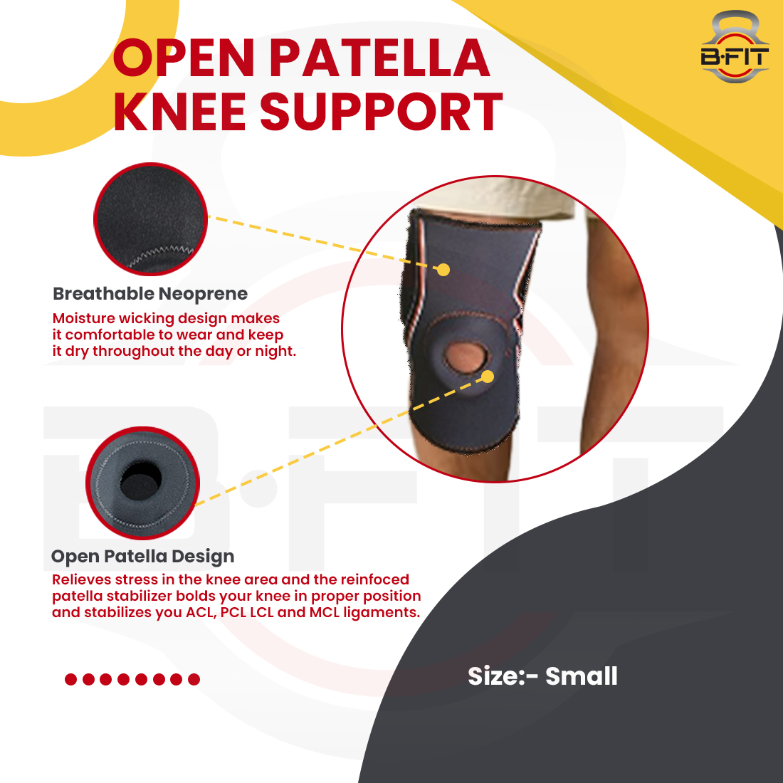 B Fit Knee Support Open Patella Small Size