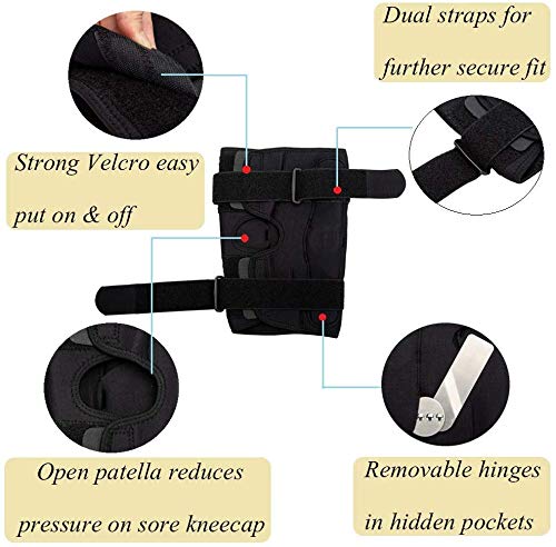 B Fit Hinged Knee Brace - Adjustable Open Patella with Straps Side Stabilizers - Compression Support for ProtectionPain Relief - Trauma ACL LCL MCL Tears ArthritisTendon Injuries