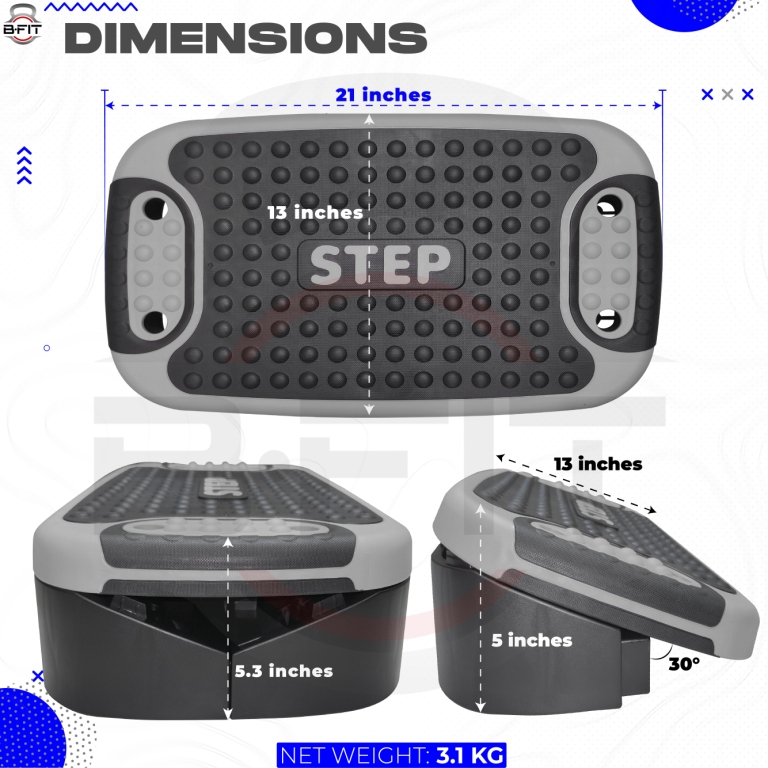 B Fit 4-In-1 Aerobic Step Platform - Adjustable Multifunctional Balance Board Steppers for Exercise Stepper Platform - Home Workout Step Up Exercise Step Platform For Balance Gym Class Non Slip