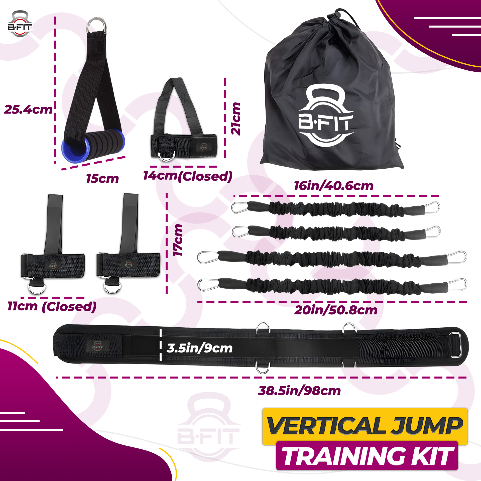 B FIT Leg Strength and Agility Training Strap System Strength Training Rope for Football Basketball Taekwondo Yoga Boxing Equipment Vertical Jump Trainer Kit