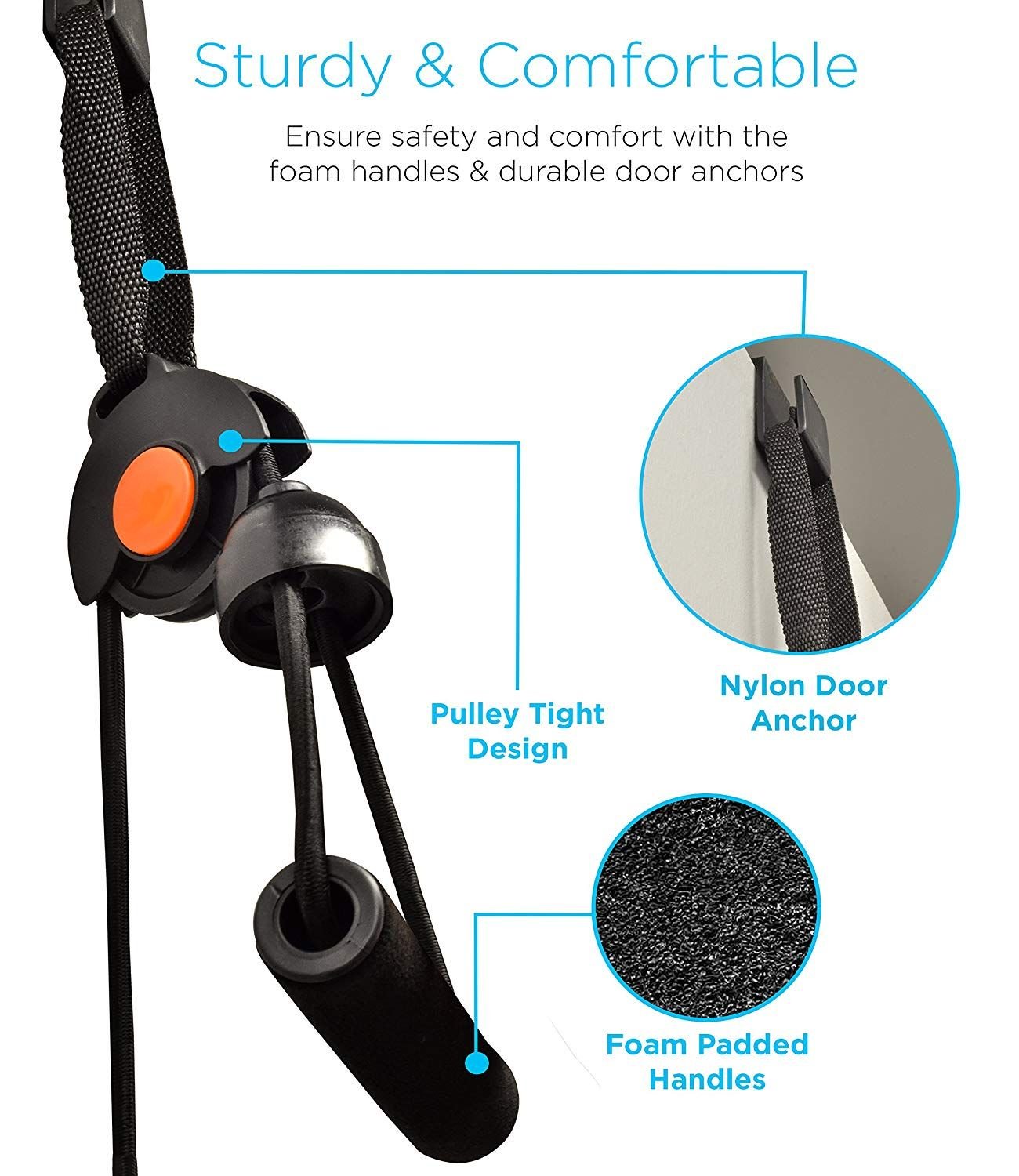 B FIT Door Gym Home Gym Total Body Resistance Training Exercise System Foam Padded Handles Fits Any Door