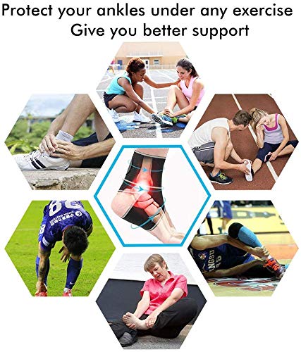B Fit One Pair Ankle Brace Breathable Ankle Support Adjustable Ankle Stabilizer with Compression Wrap Support Suitable for Men Women Sports -One Size Fits All