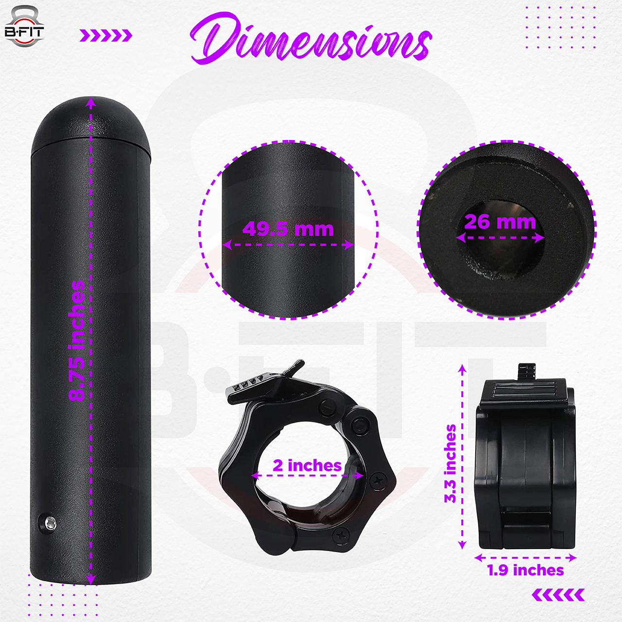 B Fit 2 Pcs Nylon Olympic Adapter Sleeve 8 Convert 1 With Collars Pair Bars or Posts to 2 Olympic Bars 50 200MM