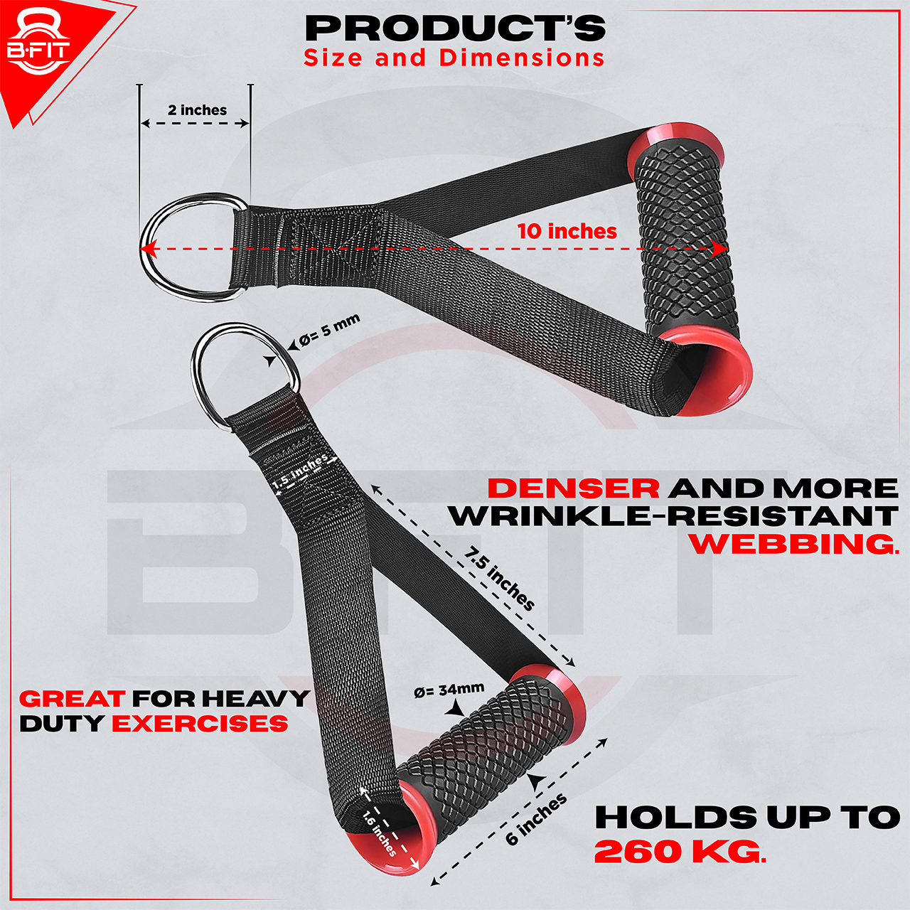 B Fit Nylon Gym Handle Pair