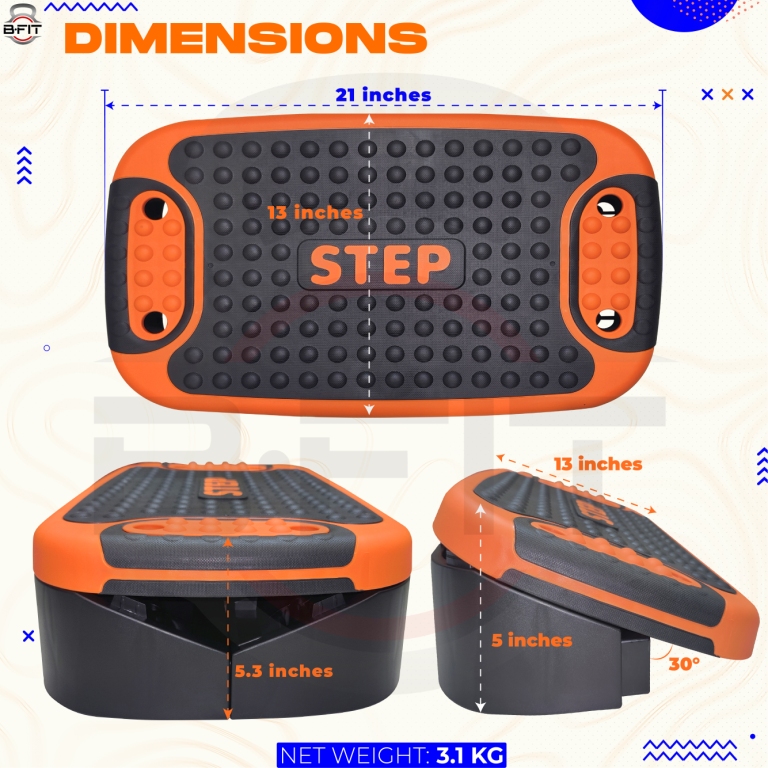 B Fit 4-In-1 Aerobic Step Platform - Adjustable Multifunctional Balance Board Steppers for Exercise Stepper Platform - Home Workout Step Up Exercise Step Platform For Balance Gym Class Non Slip