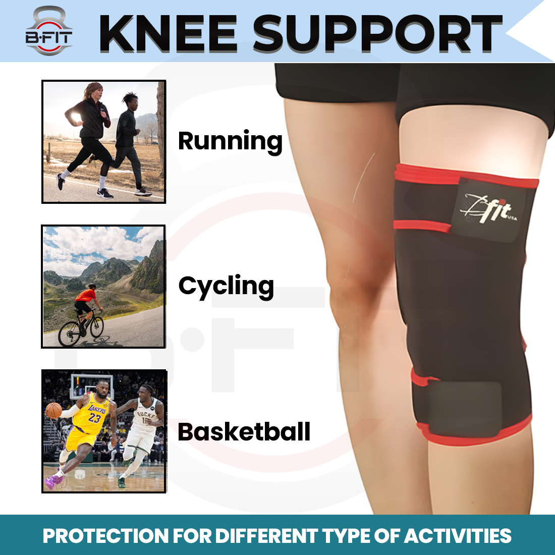 B Fit Adjustable Knee Support Black