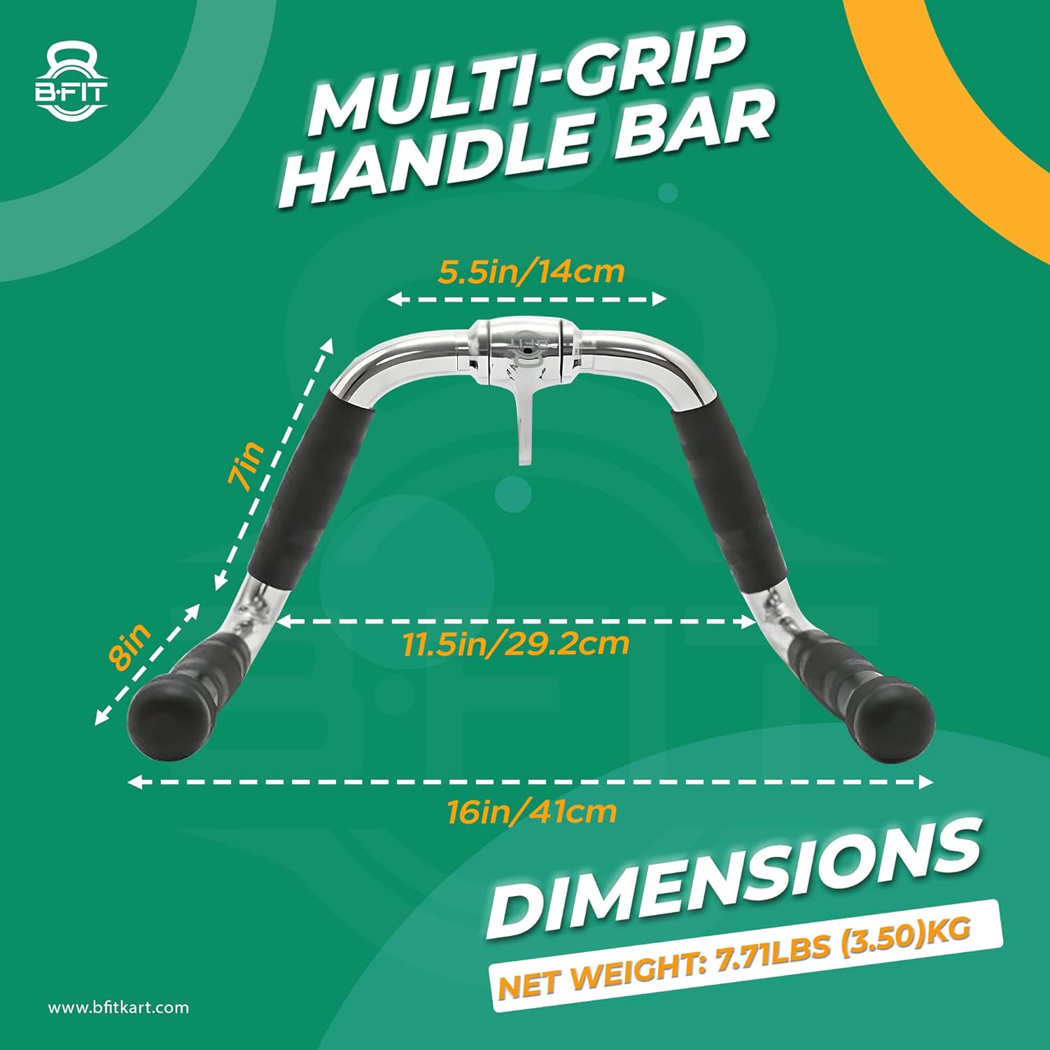 B fit Multi-Exerciser Cable Attachment Bar with Rubber Handgrips Revolving Hanger