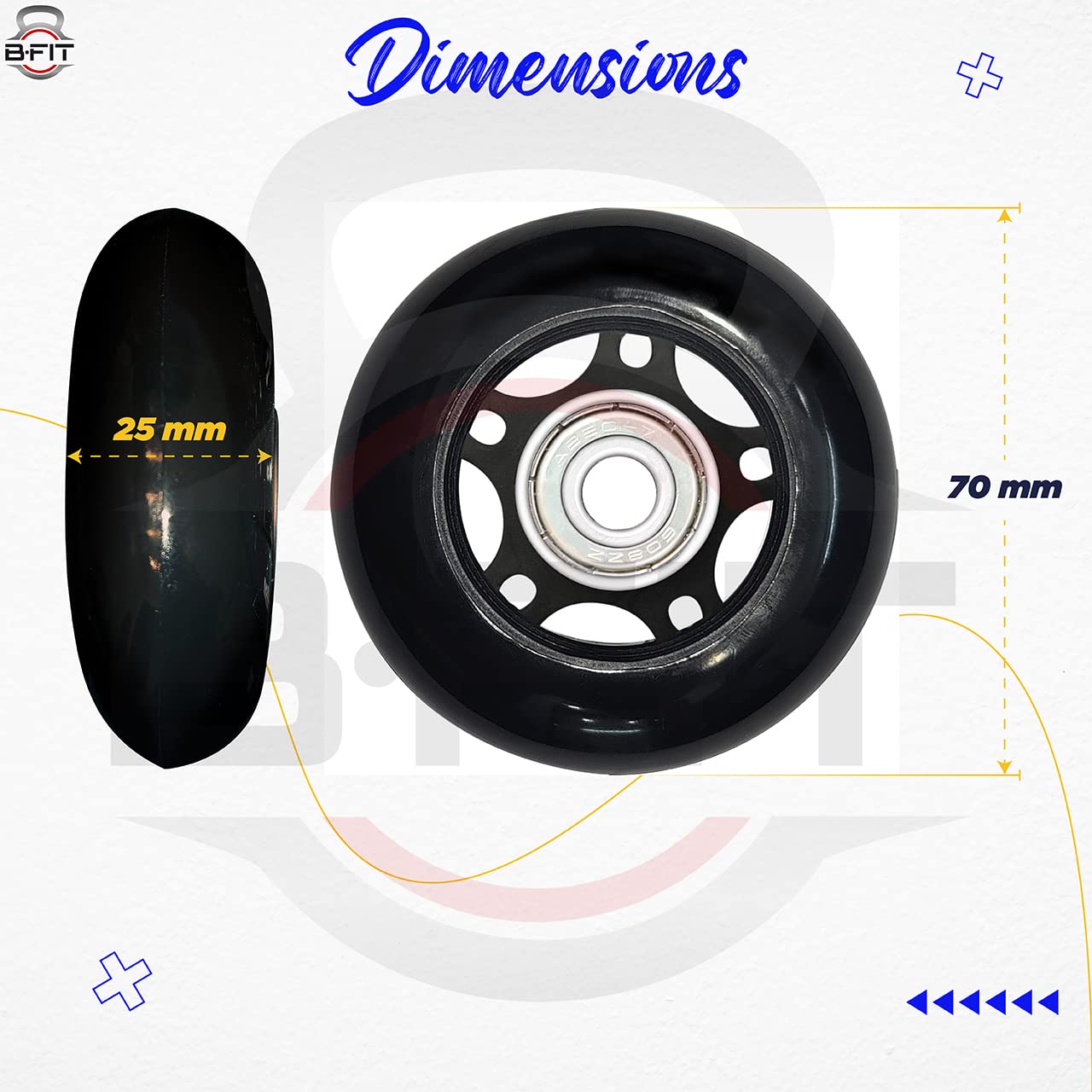 B Fit 70 mm Exercise BenchExercise Bike Wheel in Pair Packing