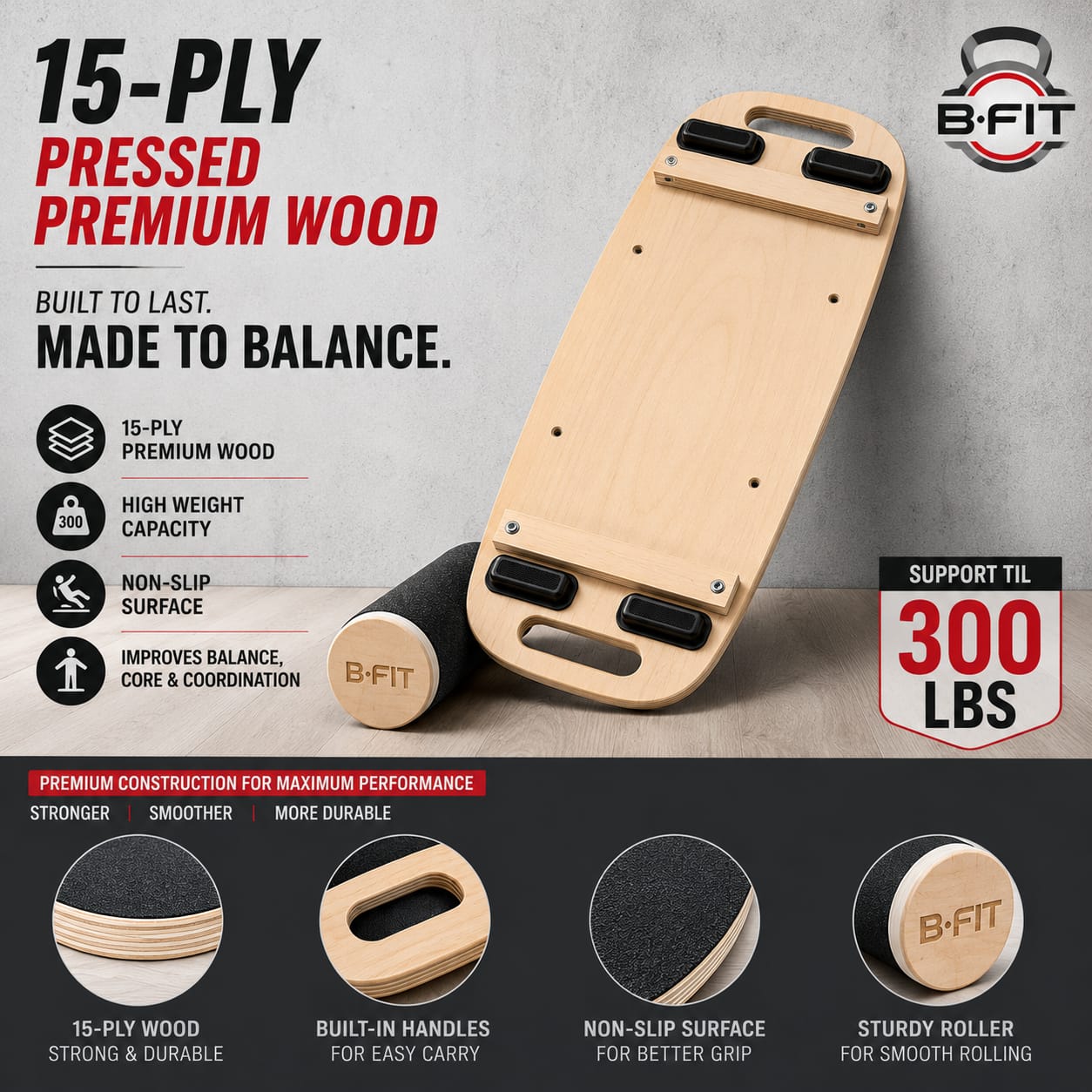 B Fit B Fit Balance Wooden Board Wooden Balance Training