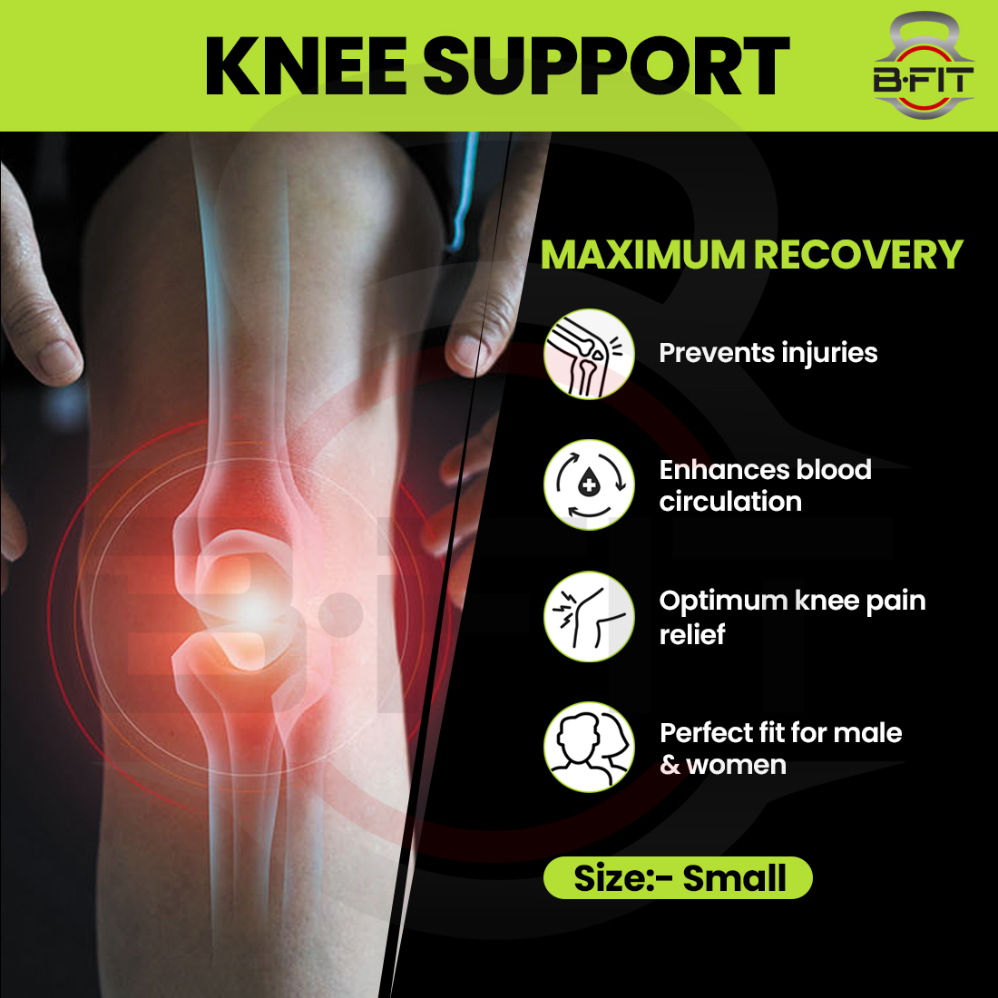B Fit Knee Support Sleeve Small Size