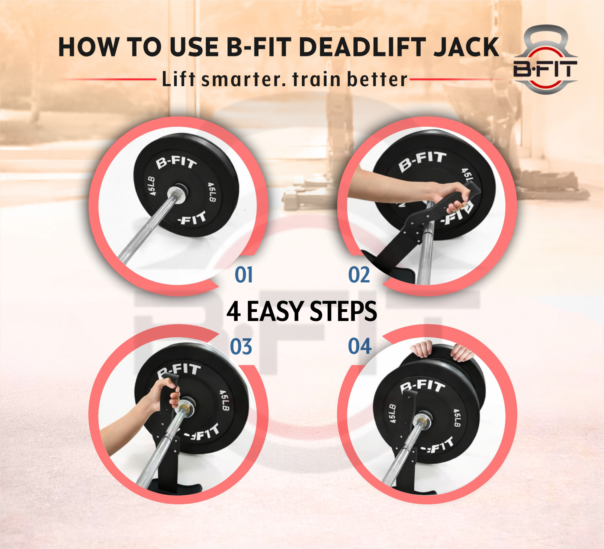 B Fit Deadlift JackBarbell Jack Unload 660LB Barbell Stand with Non-Slip Handle and Base Perfect for Deadlift and Powerlifting