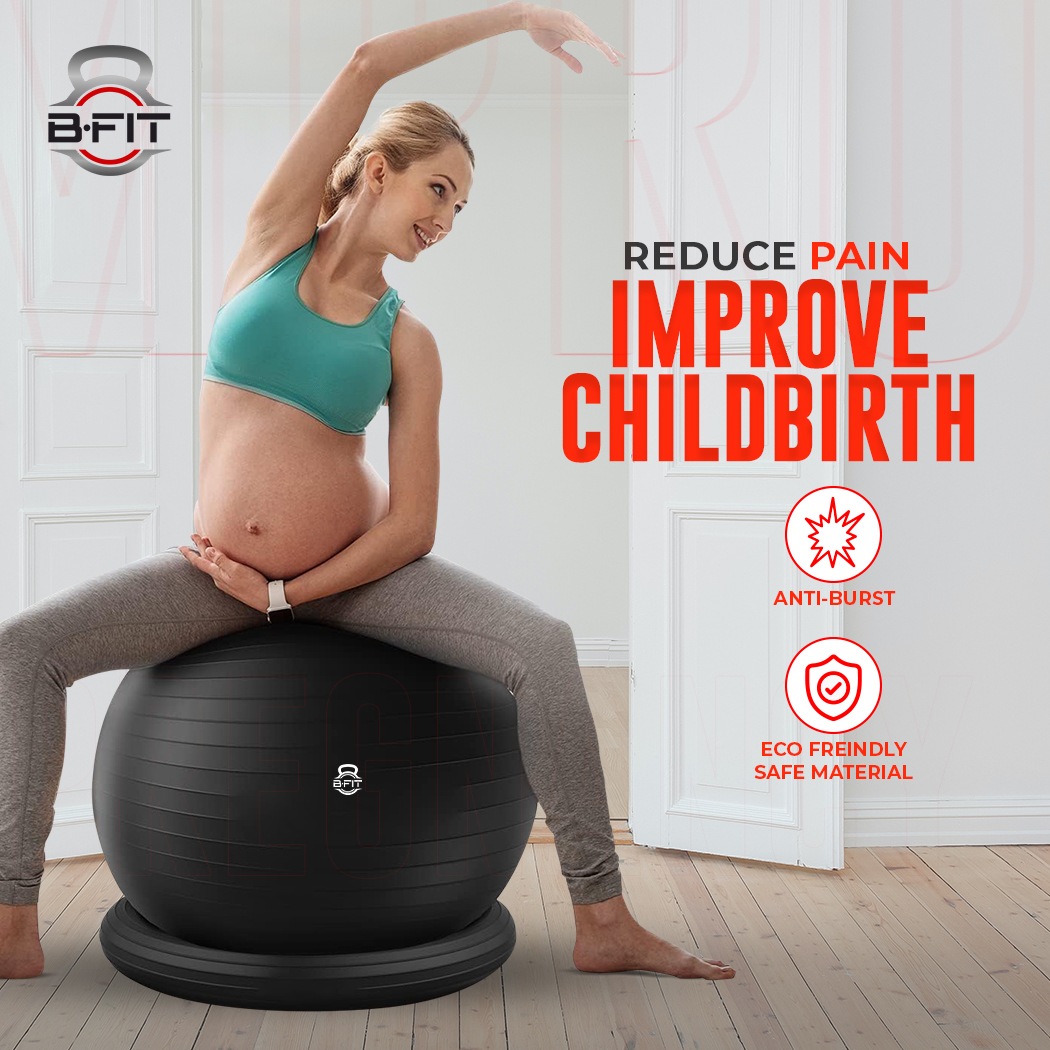 B fit PVC Exercise Printed Anti burst Chair Gym Ball Size 75 cm Black