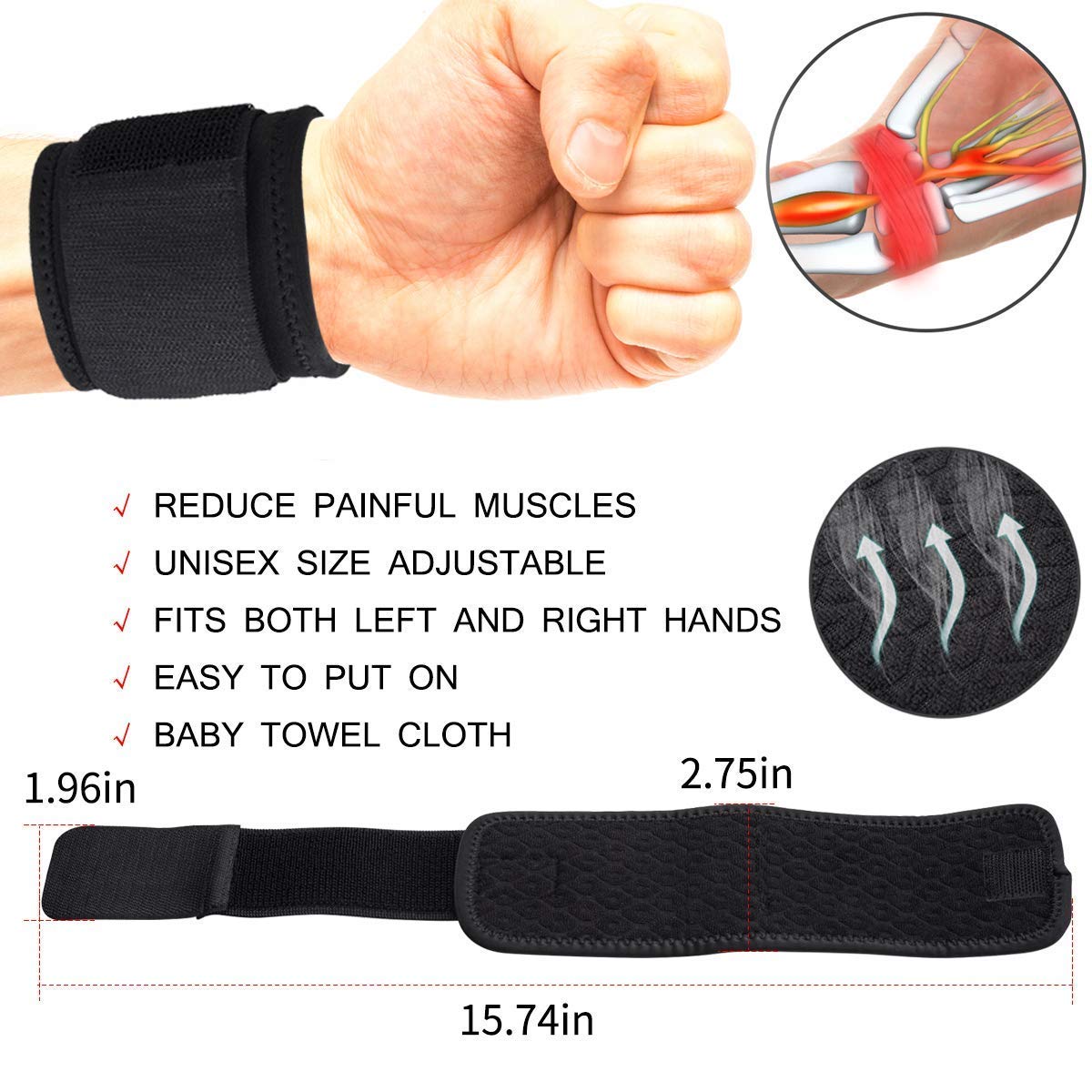 Wrist Brace Adjustable Wrist Support for Arthritis and Tendinitis Pain Relief