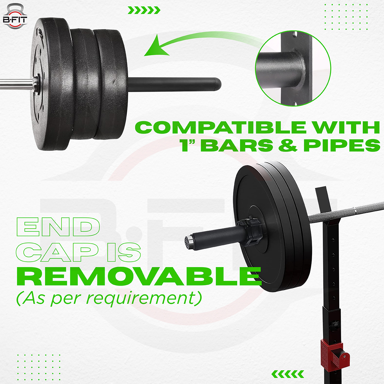 B Fit 2 Pcs Nylon Olympic Adapter Sleeve 8 Convert 1 Bars or Posts to 2 Olympic Bars 50 200MM