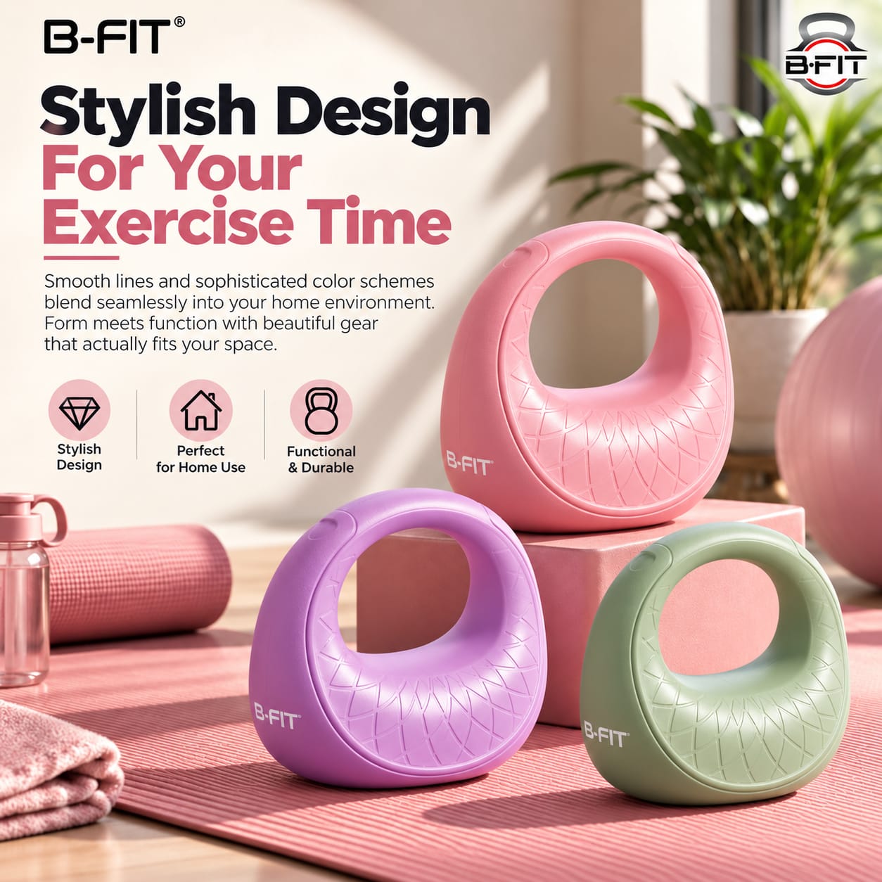 B Fit 4 Kg HandHeld Design Soft Kettlebell with Cushioned