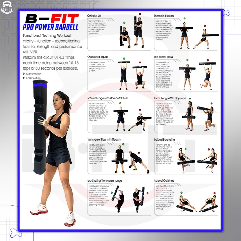 B Fit Pro Style ViPR Fitness Tube Functional Training Rubber VIPR Weight Bar 8 Kg