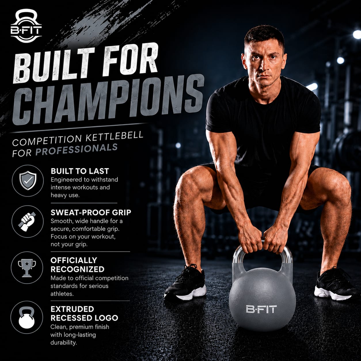 B Fit Matte Finish Competition Kettlebell 20 Kg Weight Workout Gym Equipment and Strength training sets for Women and Men for Home Gym - Suitable for Repetition Workouts