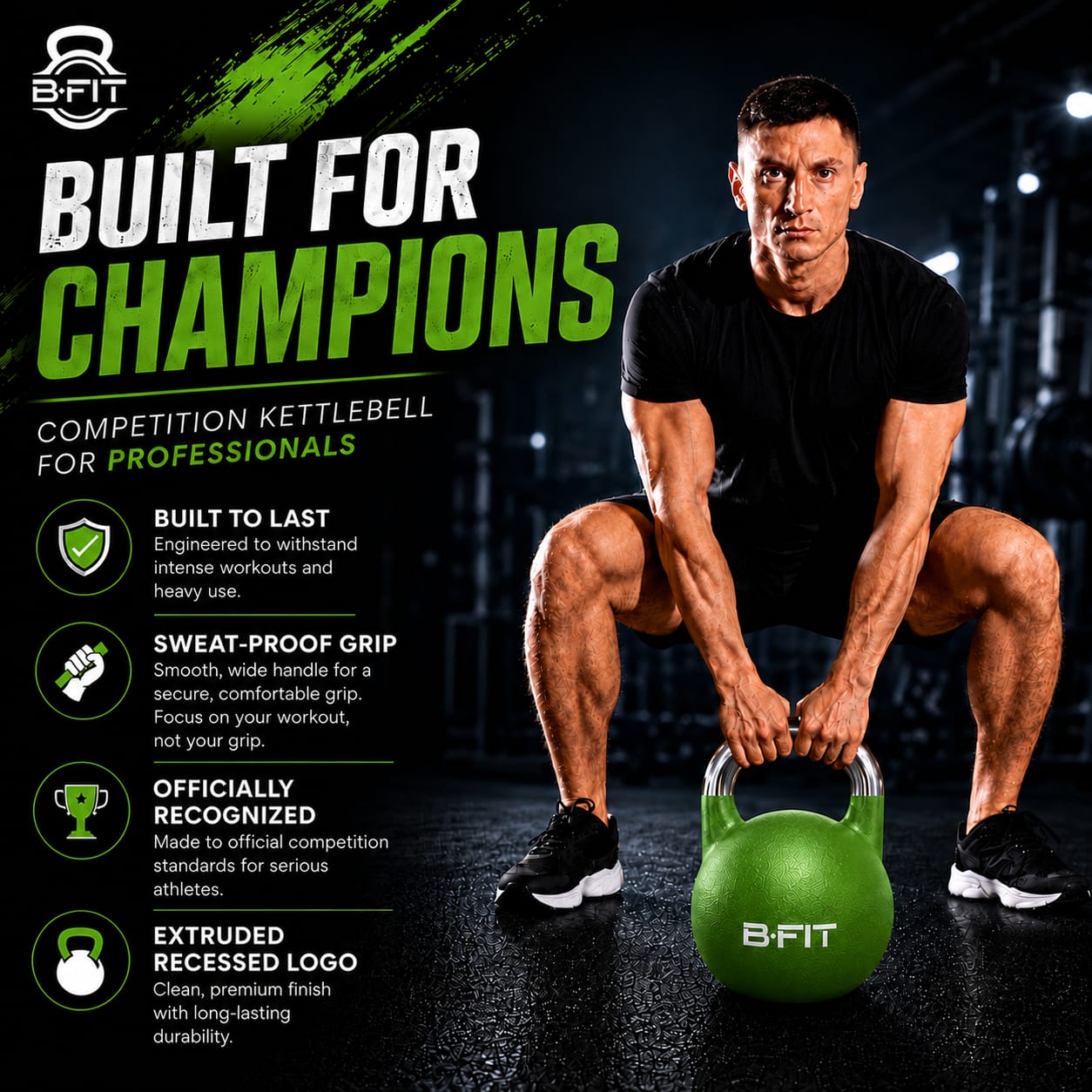 B Fit Matte Finish Competition Kettlebell 28 Kg Weight Workout Gym Equipment and Strength training sets for Women and Men for Home Gym - Suitable for Repetition Workouts