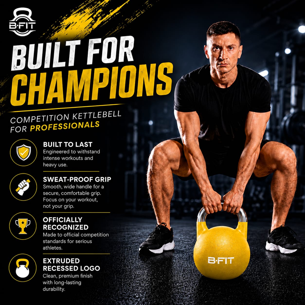 B Fit Matte Finish Competition Kettlebell 16 Kg Weight Workout Gym Equipment and Strength training sets for Women and Men for Home Gym - Suitable for Repetition Workouts