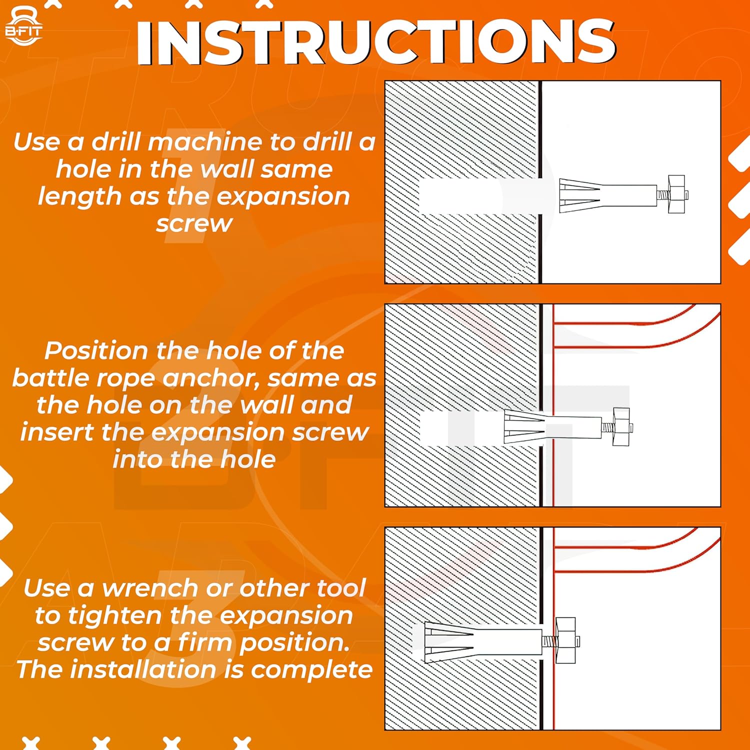 B Fit Battle Rope Anchor with Fiting