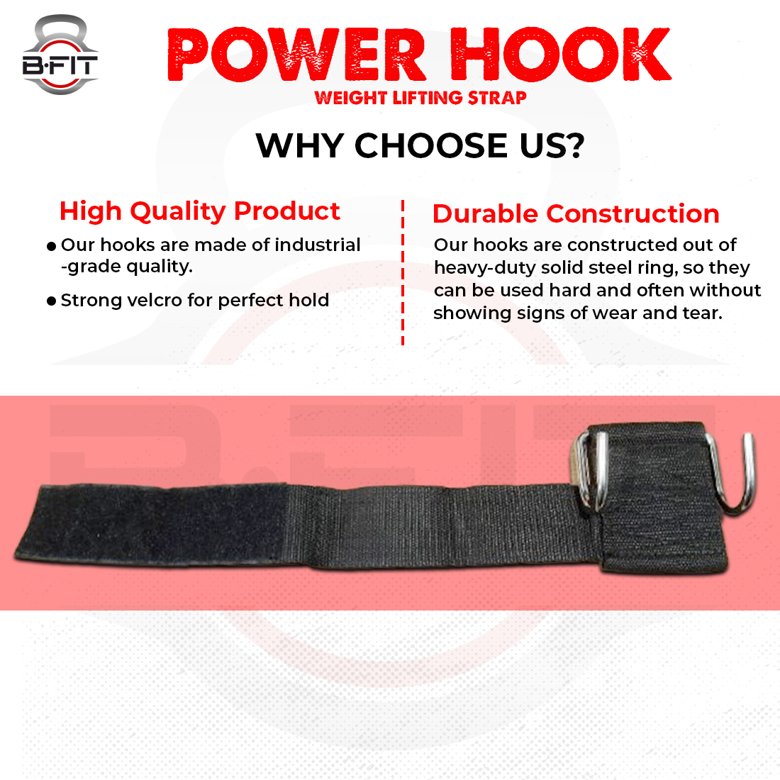 B Fit Weightlifting Grip Hooks Heavy Duty Wrist Wraps Support Straps Power Weight Lifting Gloves Bodybuilding Deadlifts Pull Ups Home Gym Workout
