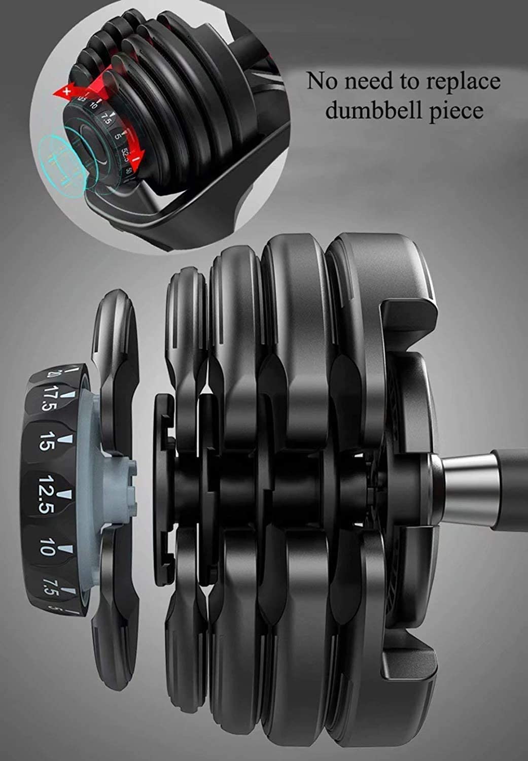 B Fit 525 lbs Adjustable Dumbbells Set 5 to 525 Lbs Fast Adjusting Dial Weights 15 Weights Adjustment with Handle and Weight Plate Set