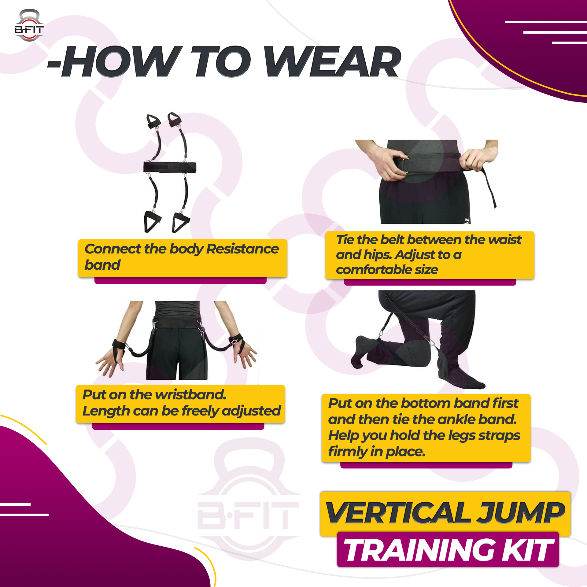 B FIT Leg Strength and Agility Training Strap System Strength Training Rope for Football Basketball Taekwondo Yoga Boxing Equipment Vertical Jump Trainer Kit