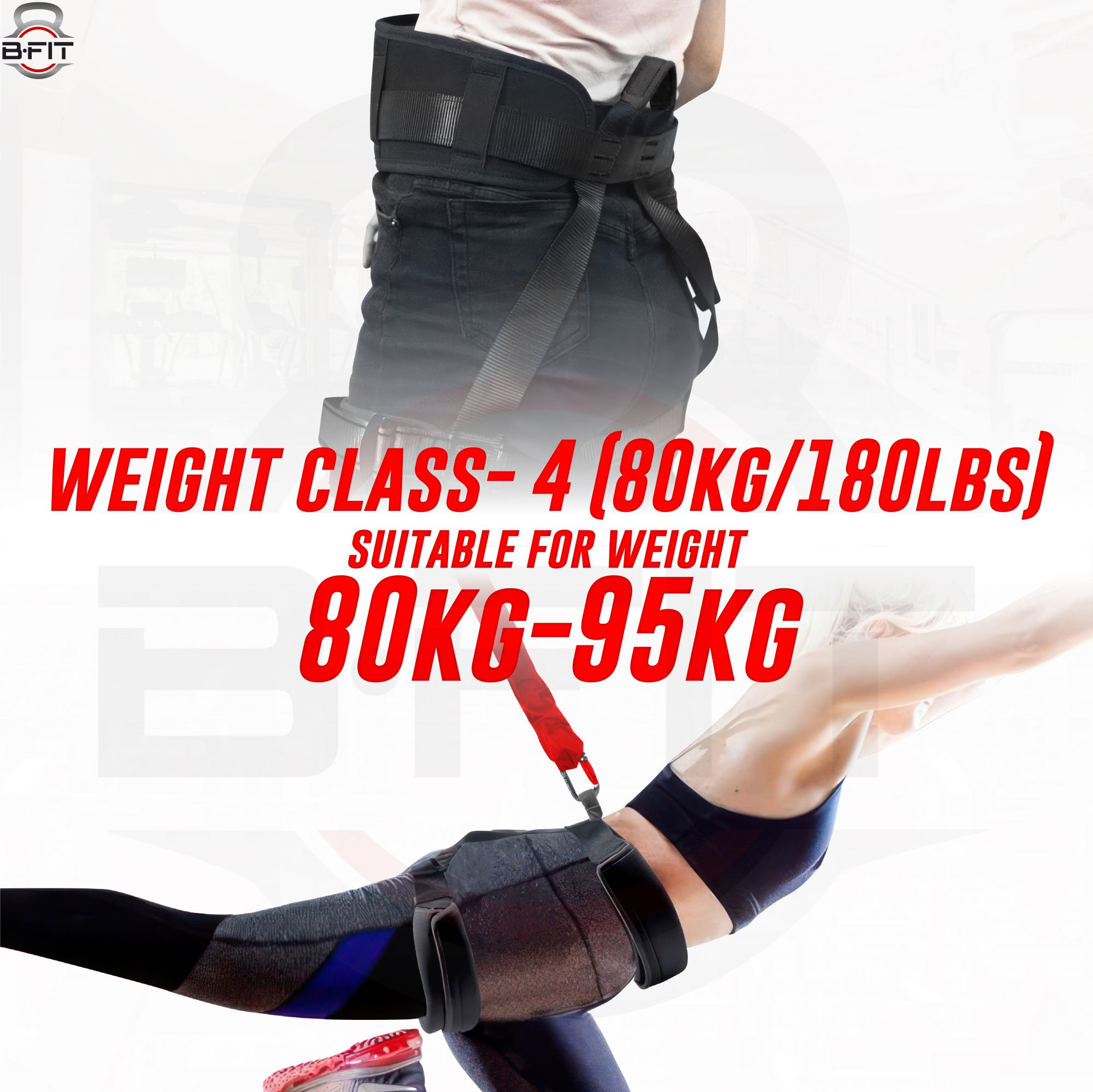B Fit Upgraded Version Heavy Bungee Resistance Band Set Gravity Yoga Bungee Cord Resistance Belt Set 4D Bungee Dance Rope Workout Fitness Home Gym Professional Training Equipment 80 Kgs