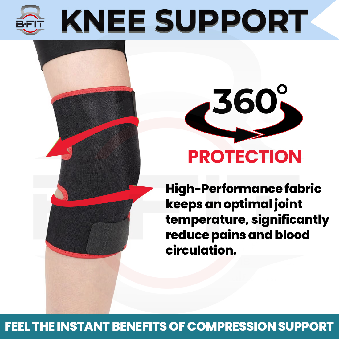 B Fit Adjustable Knee Support Black