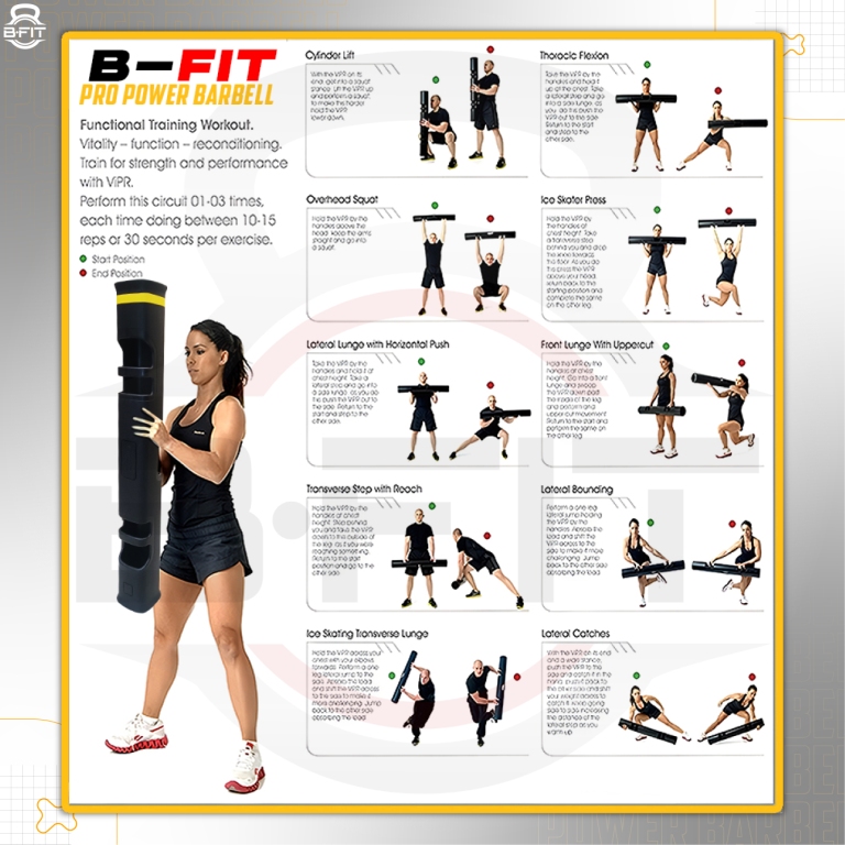 B Fit Pro Style ViPR Fitness Tube Functional Training Rubber VIPR Weight Bar 4 Kg