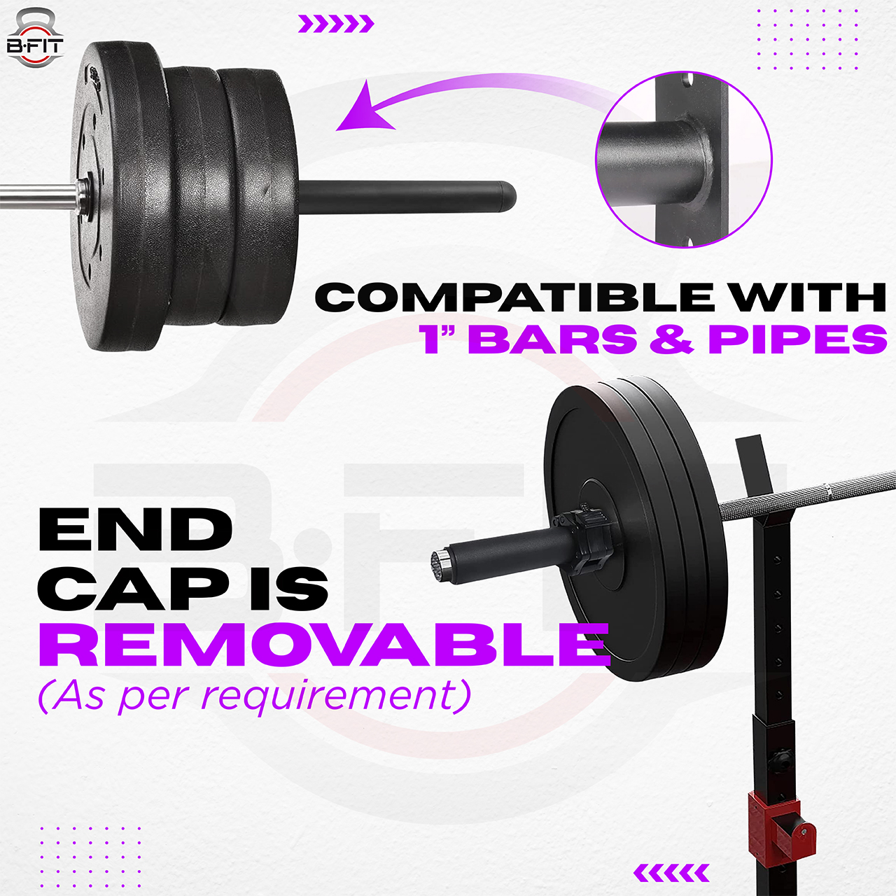 B Fit 2 Pcs Nylon Olympic Adapter Sleeve 8 Convert 1 With Collars Pair Bars or Posts to 2 Olympic Bars 50 200MM