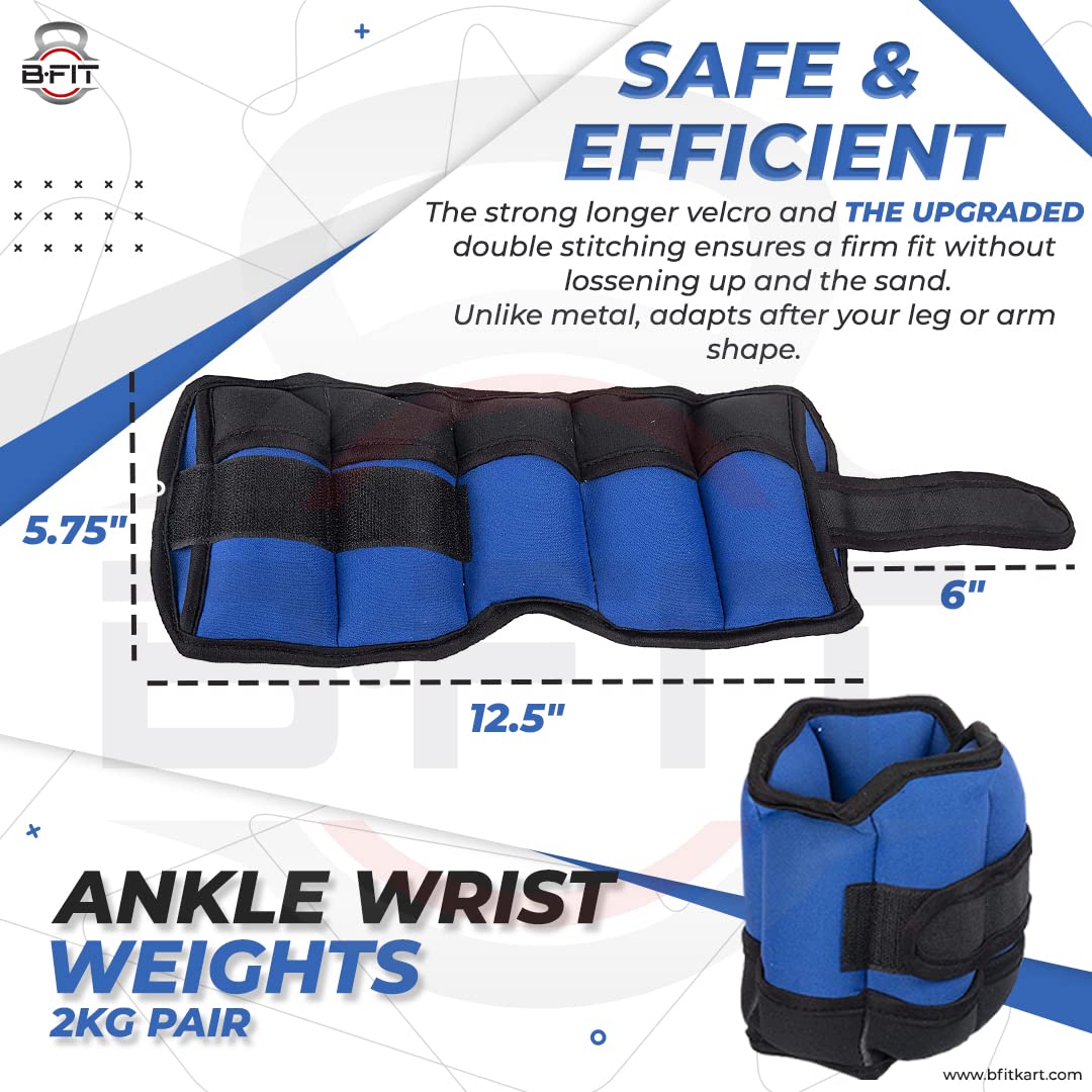 Ankle Wrist Weights 1 Pair 2 25 Kg Each with Fully Adjustable Strap for Arm Hand Leg - Best for Walking Jogging Gymnastics Aerobics